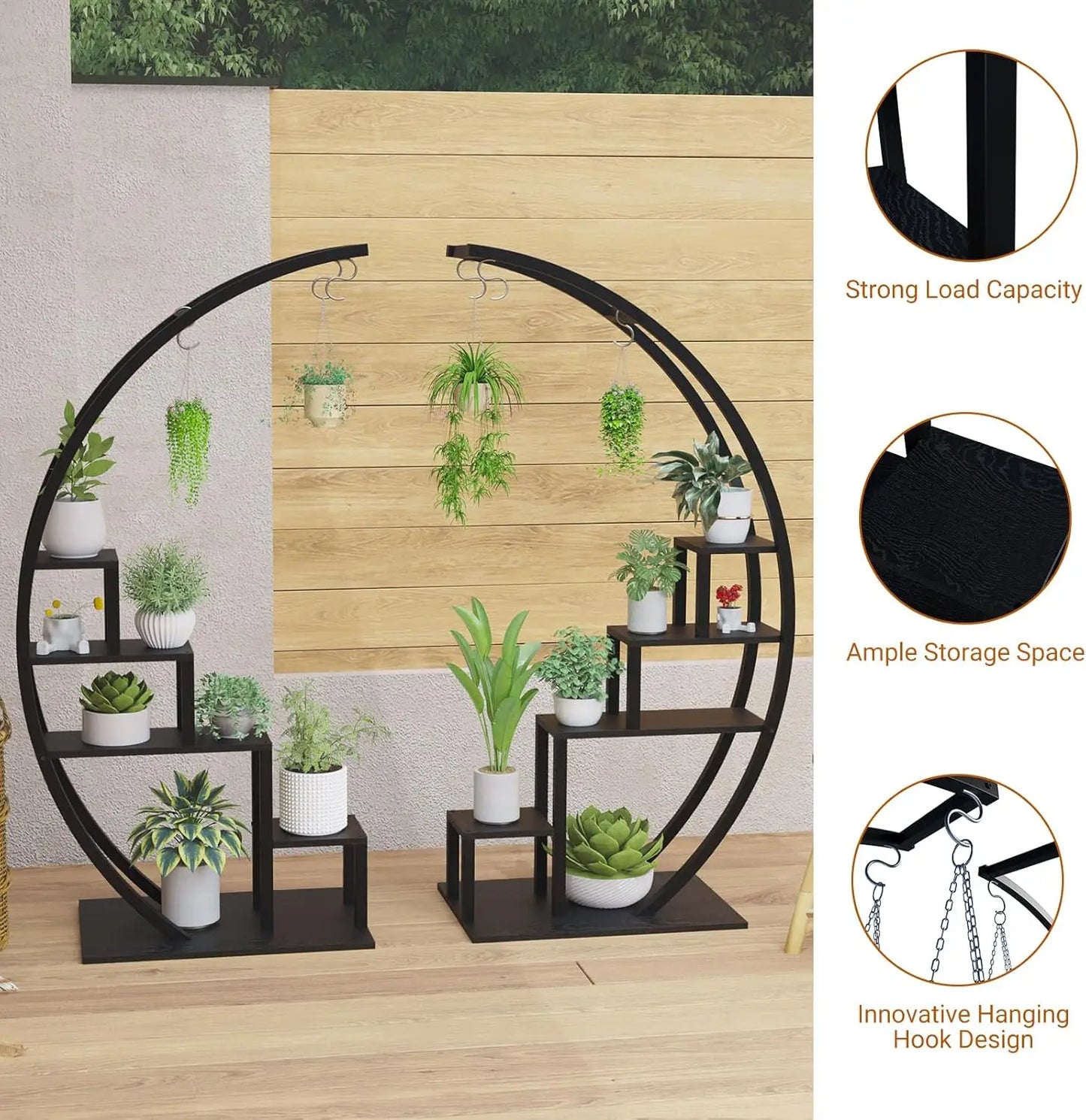 TWISTER.CK 2 Pack 5Tier Metal Plant Stand Half Moon Shelf