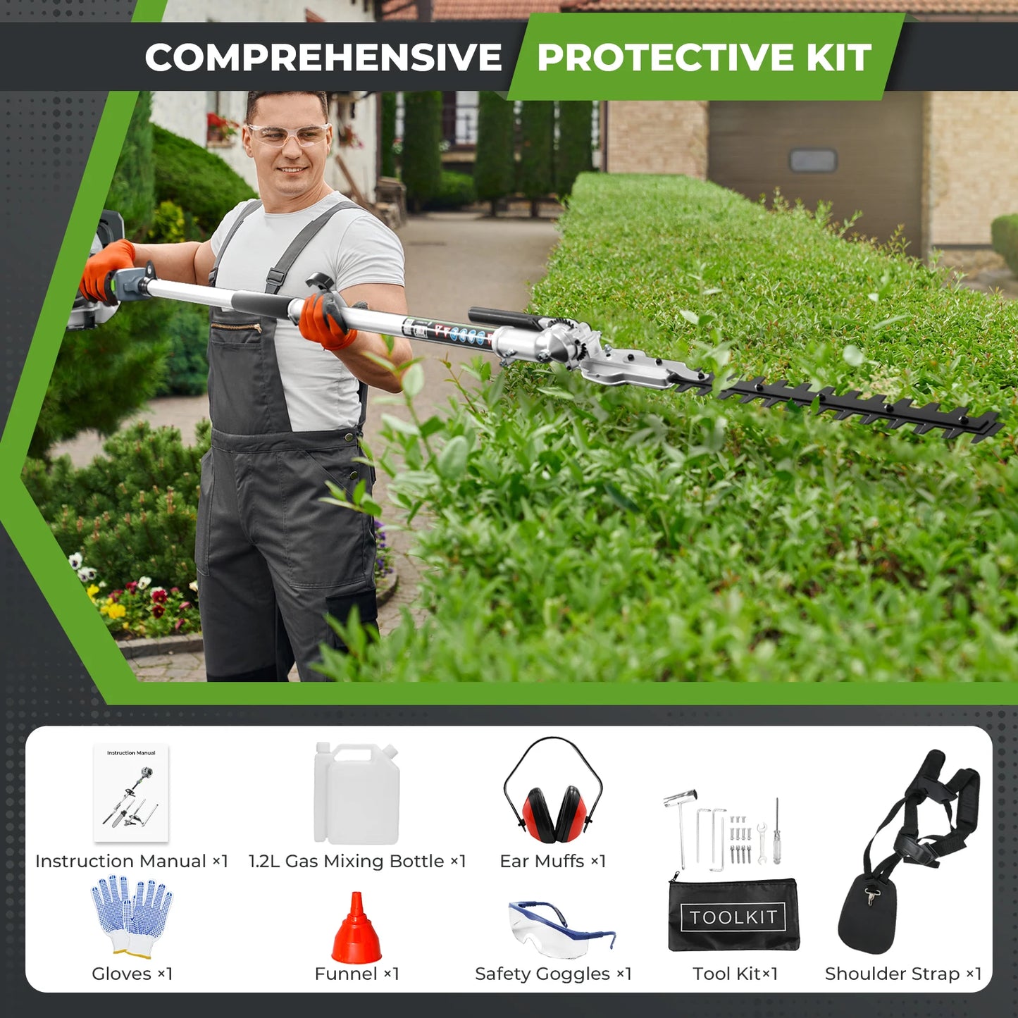 Six In 1 Gas Powered WeedWacker And Lawn Toolkit Pro