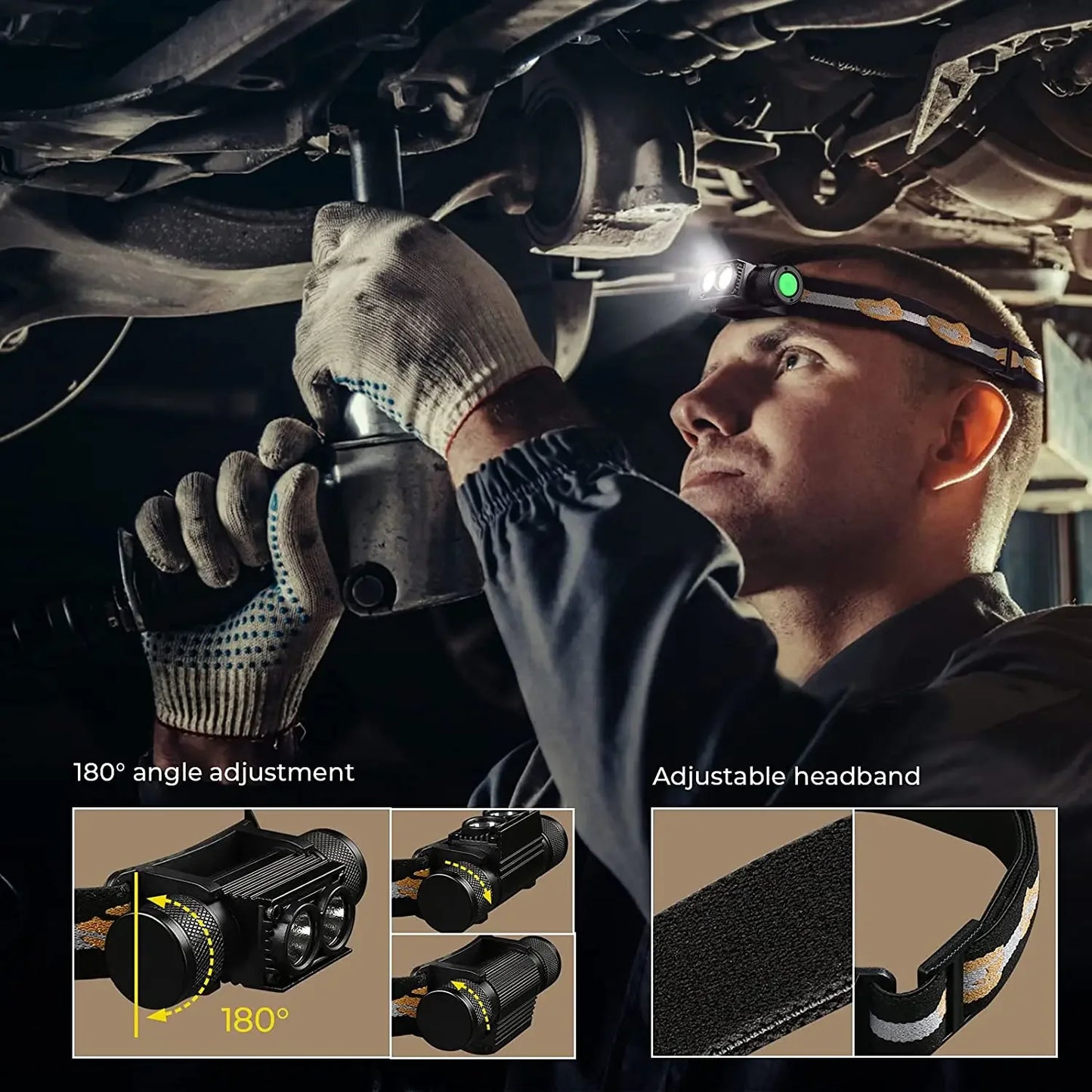H25L USB Rechargeable 1000LM Headlamp With 18650 Battery