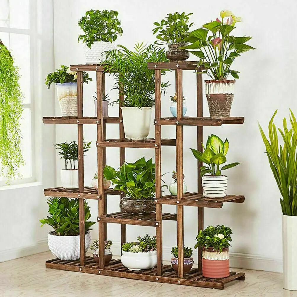 Wisfor Wooden Plant Shelf Indoor Outdoor MultiTier Plant Display Stand
