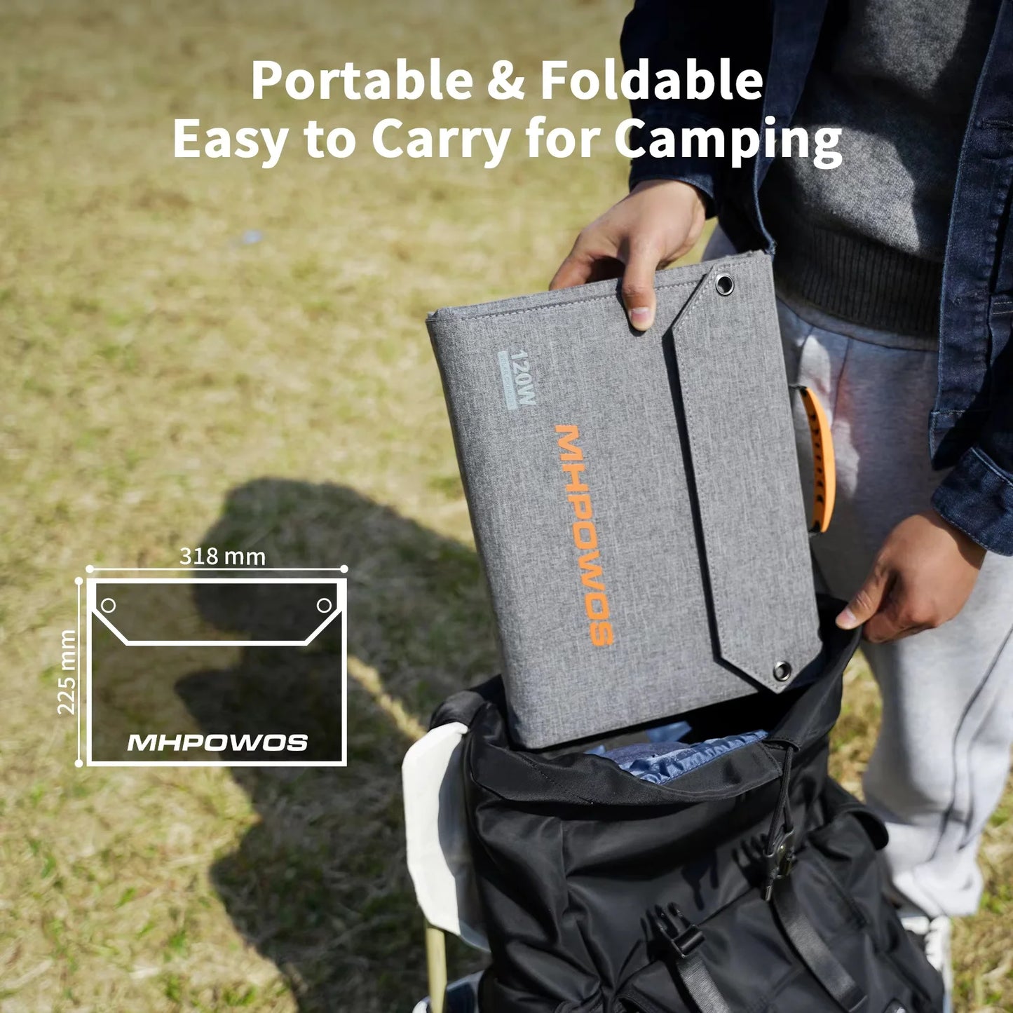 MHPOWOS 120W Foldable Solar Panel With USB C Ports
