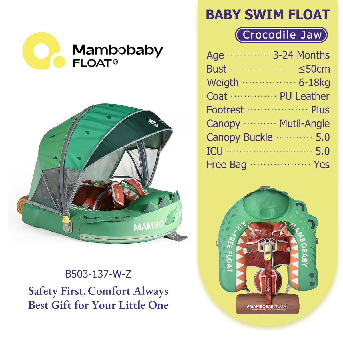 Mambobaby No Inflation Baby Float Harness For Safe Play