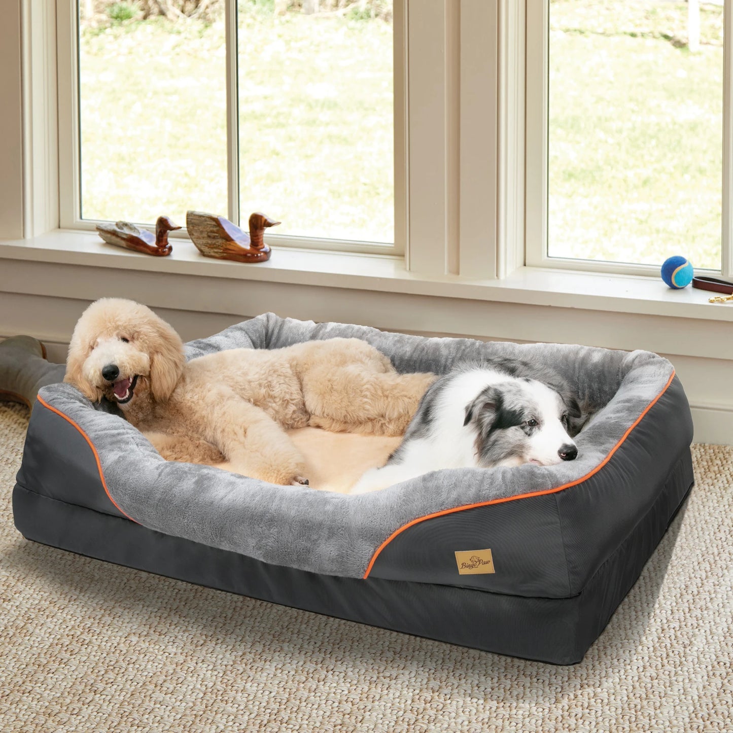 BINGOPAW Dog Bed Anti Allergy Warm Fleece Removable Waterproof Cover