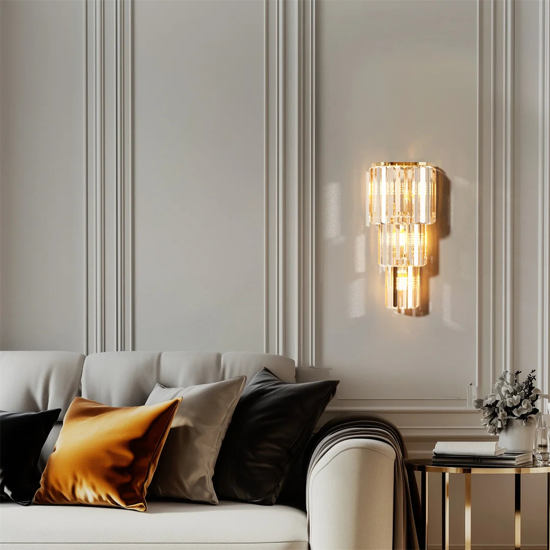 Modern Crystal Wall Lamp 3-Layer Sconce Light E14 LED