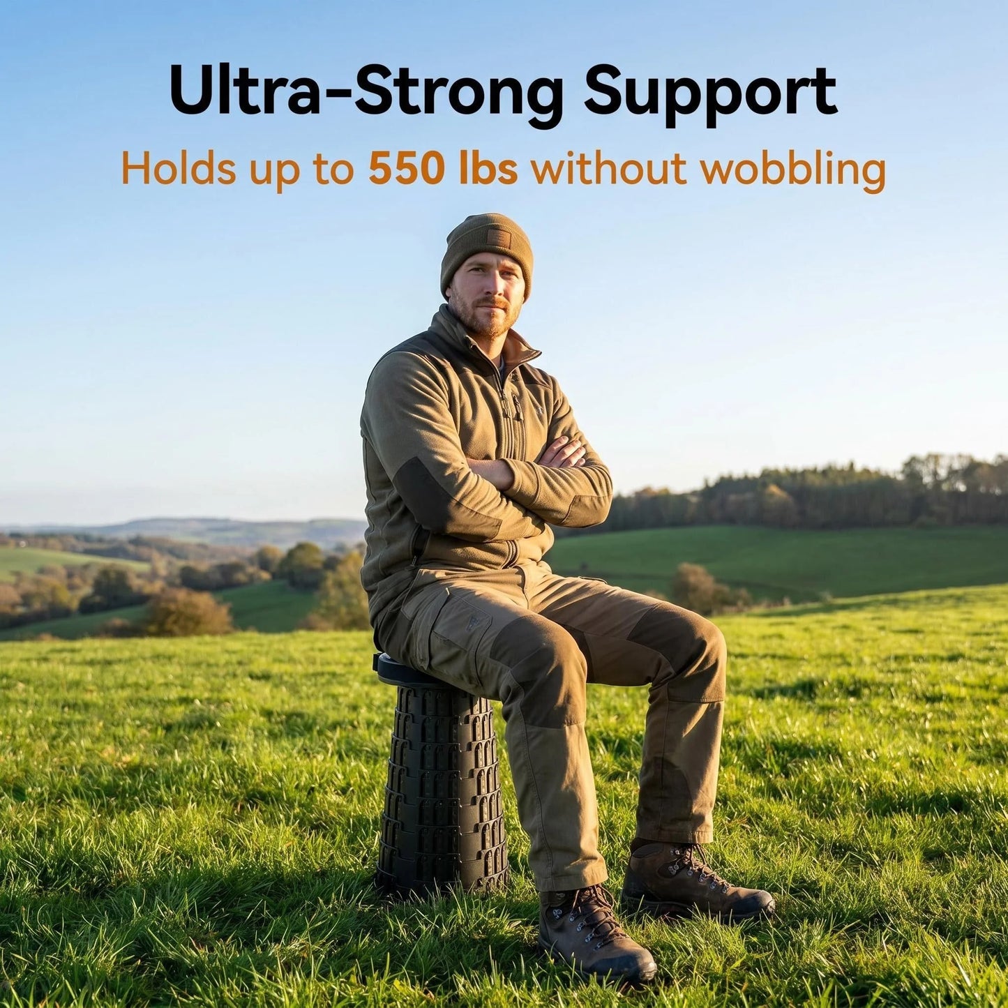 Adjustable Collapsible Camping Stool Portable Retractable Seat For Outdoors
