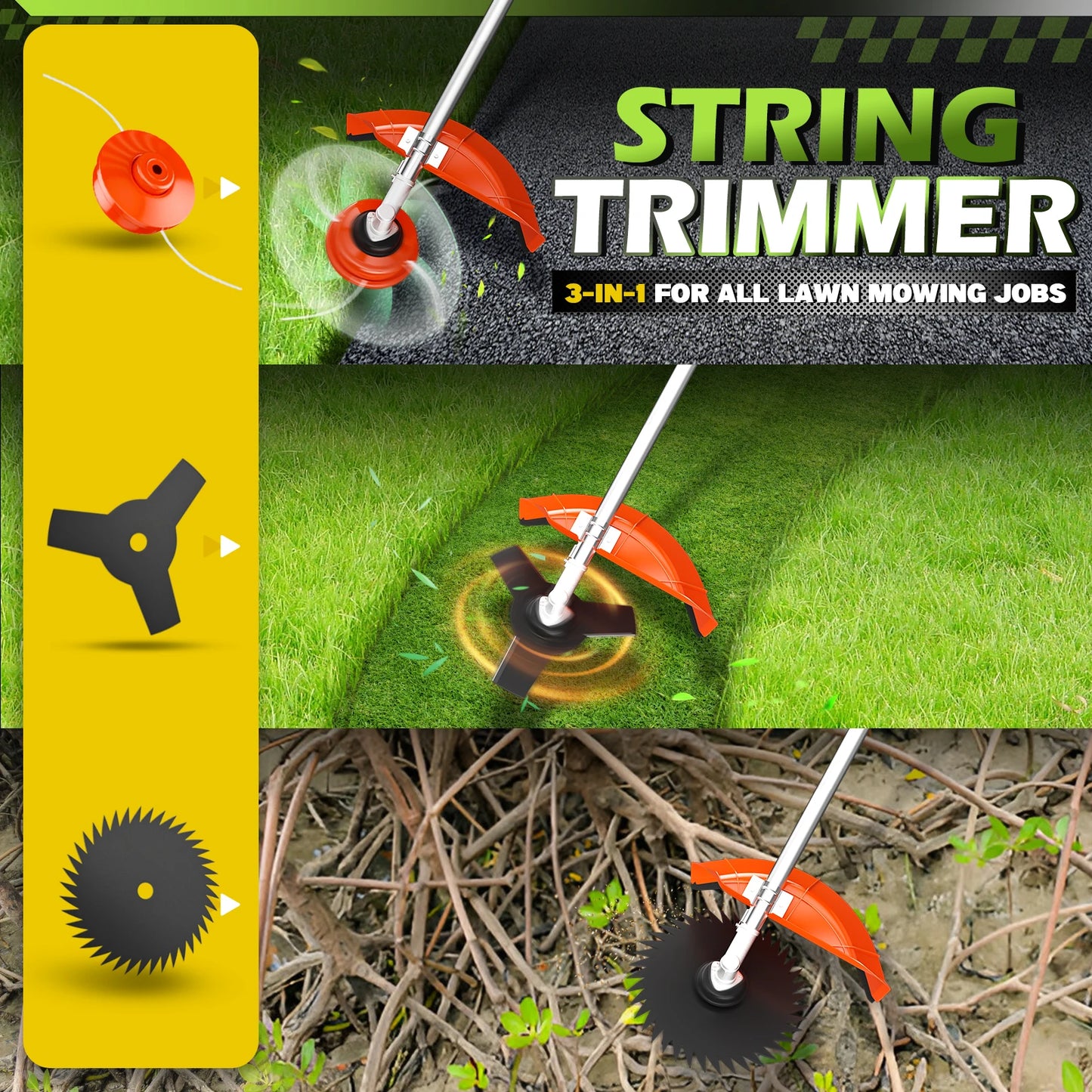 Gas Powered 6 In 1 Hedge Trimmer With Attachments Kit