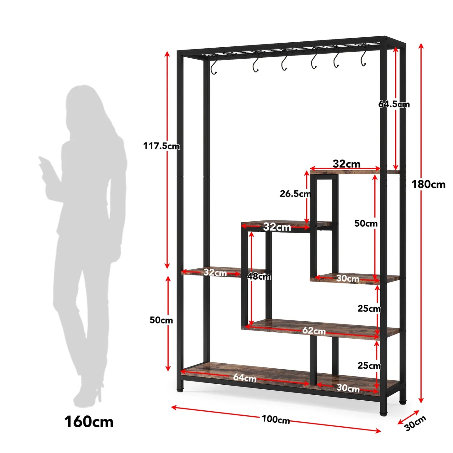 Tribesigns Five Tier Tall Indoor Plant Stand With Hooks