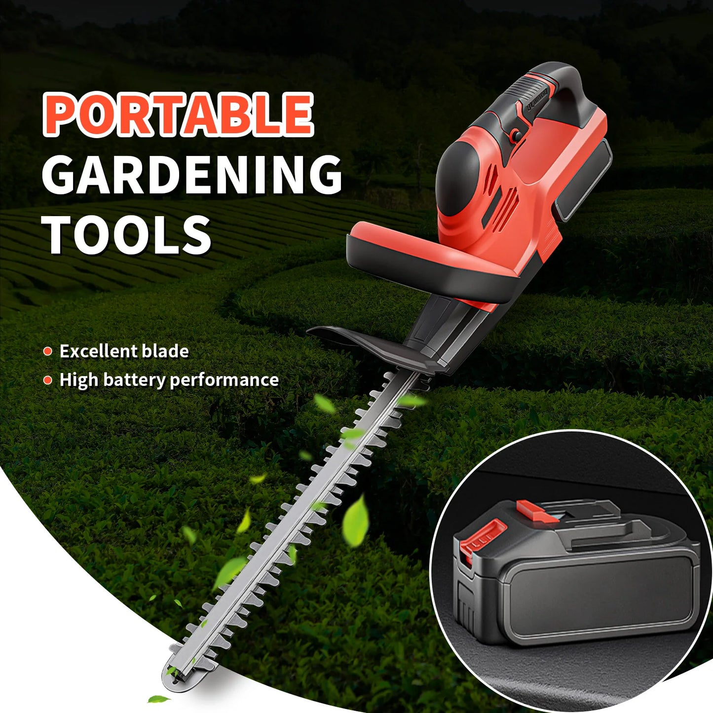 Cordless Hedge Trimmer With 3.0Ah Battery Charger For Yard Care