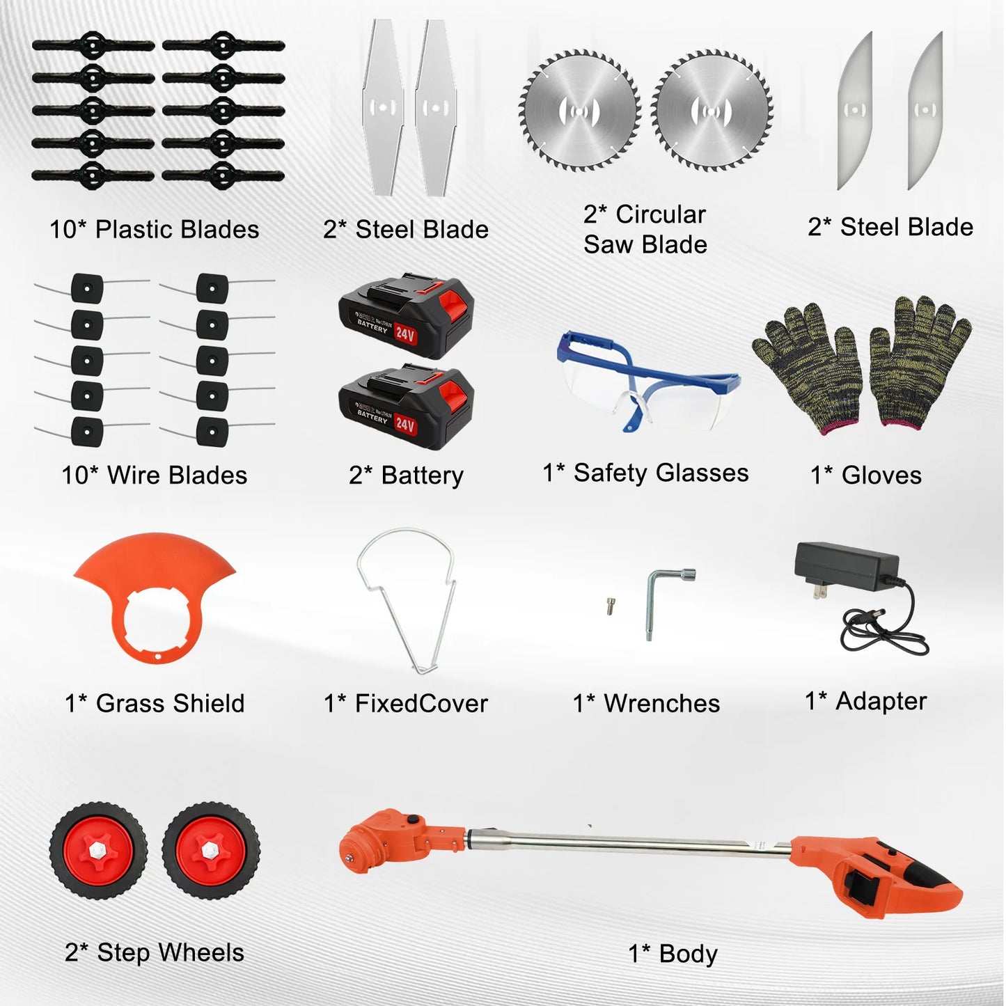 21V Cordless Grass Trimmer 3-In-1 With 2x2Ah Batteries