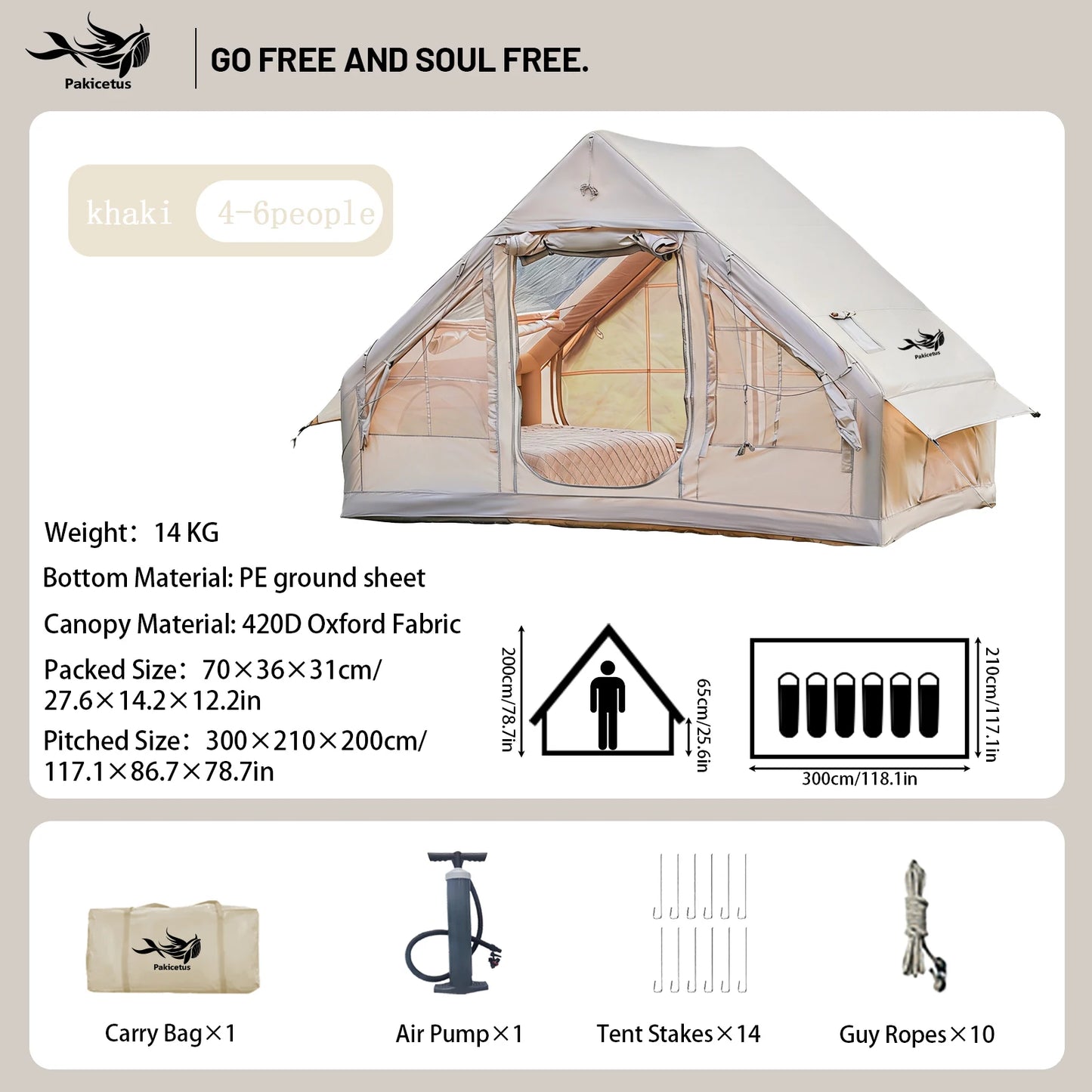 Pakicetus Quick Setup Inflatable Camping Tent Waterproof