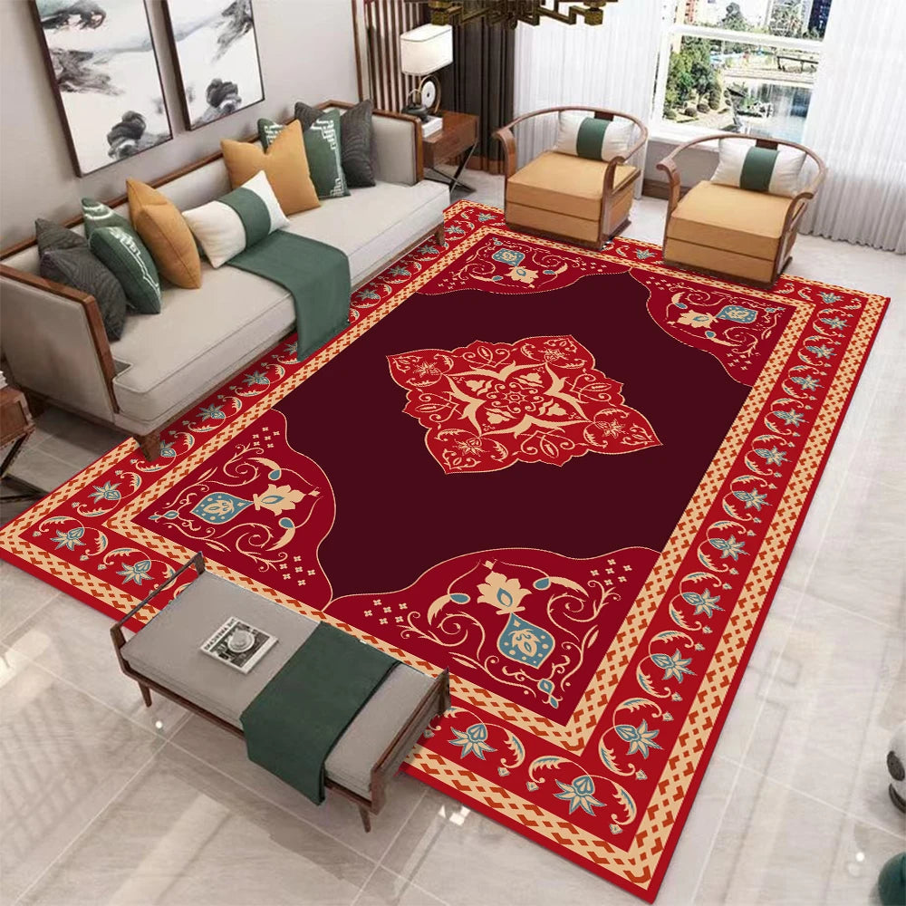 European Retro Geometric Large Rug For Living Room Non Slip Washable