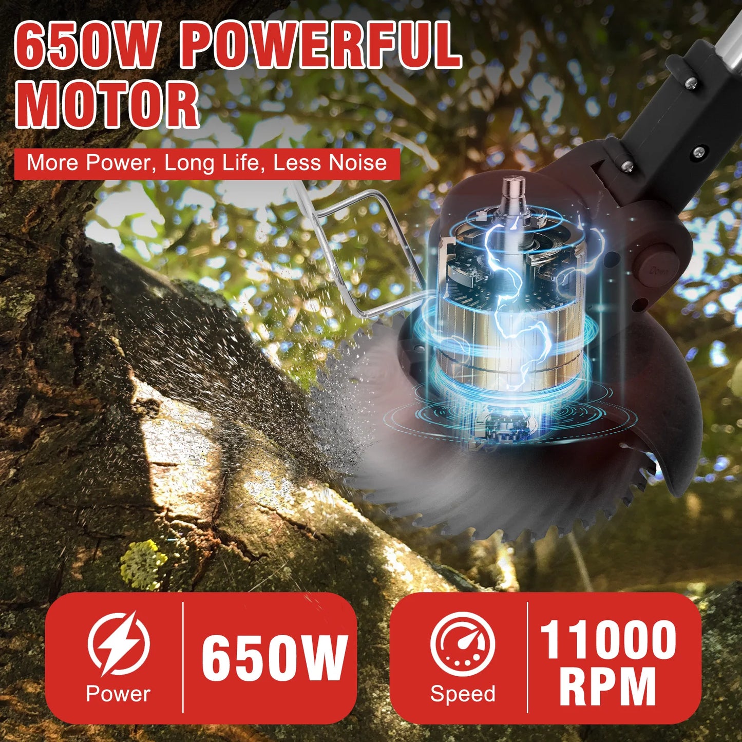 21V Cordless Grass Trimmer 3-In-1 With 2x2Ah Batteries