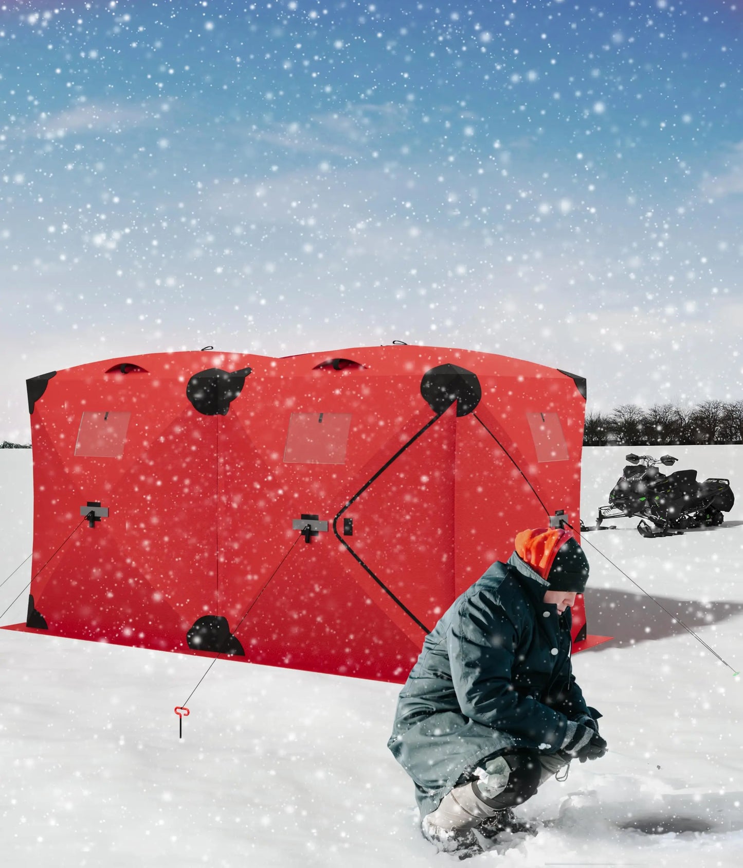 Pop Up Ice Fishing Tent Insulated Shelter For 3 To 4 Person Hub Style
