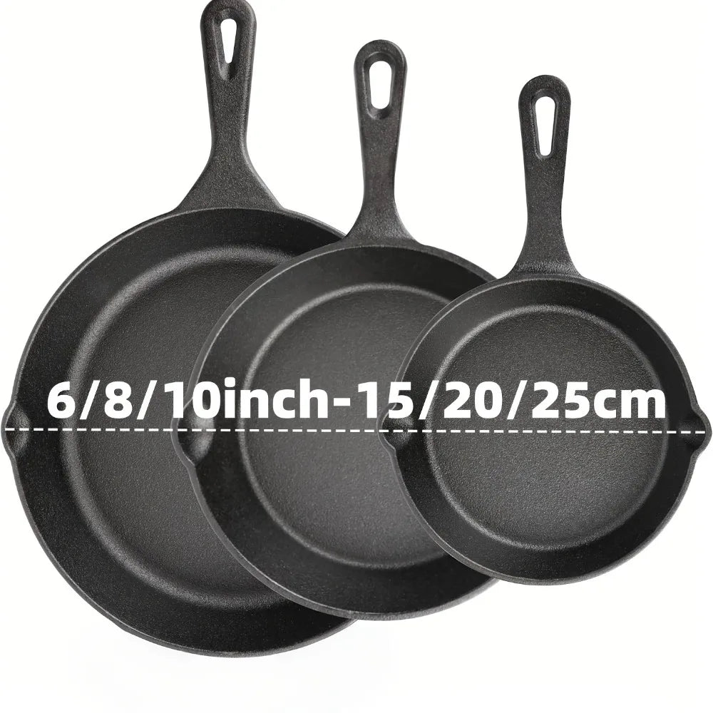 AEDG Cast Iron Skillet Set Pre Seasoned Heavy Duty Pans