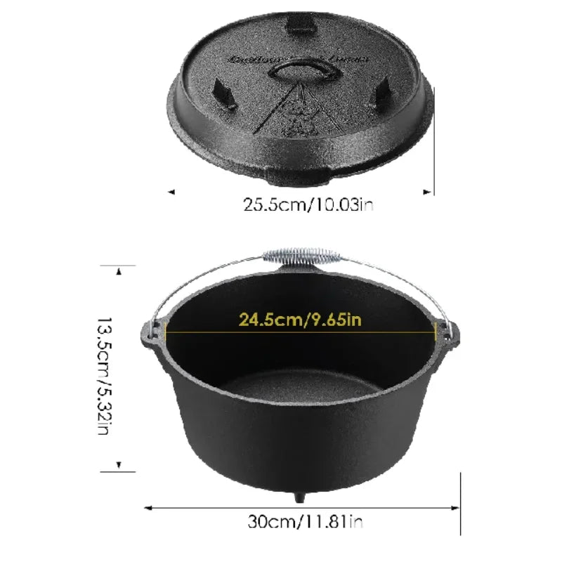 Cast Iron Dutch Oven For Outdoor Cooking And Camping