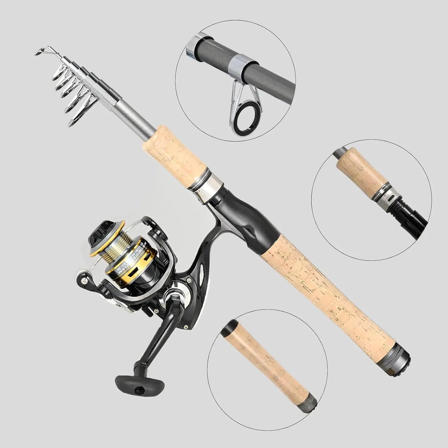 Carbon Fiber Fishing Pole Combo Set With Spinning Reel And Accessories