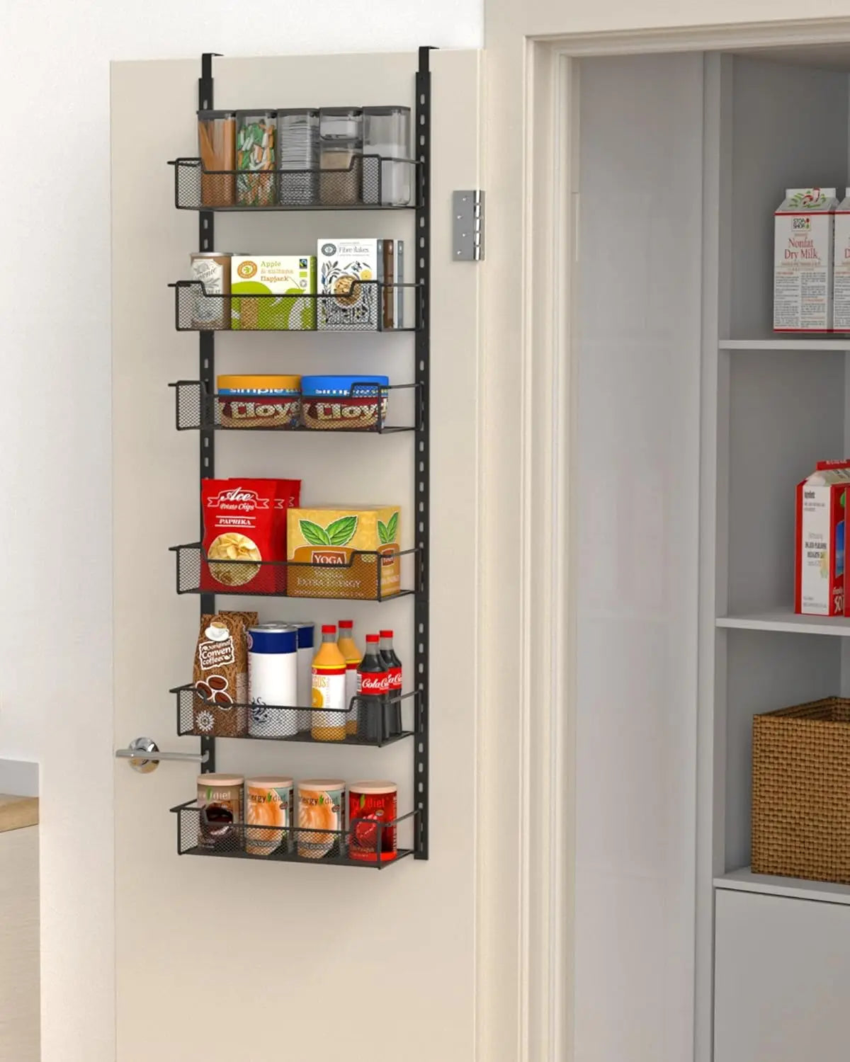 Over The Door Pantry Organizer Six Tier Adjustable Basket