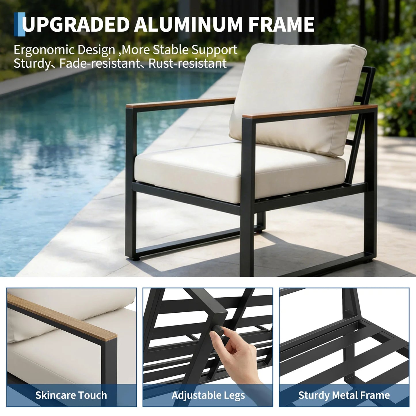 HobbyLane Modern 4 Piece Patio Furniture Set With Coffee Table