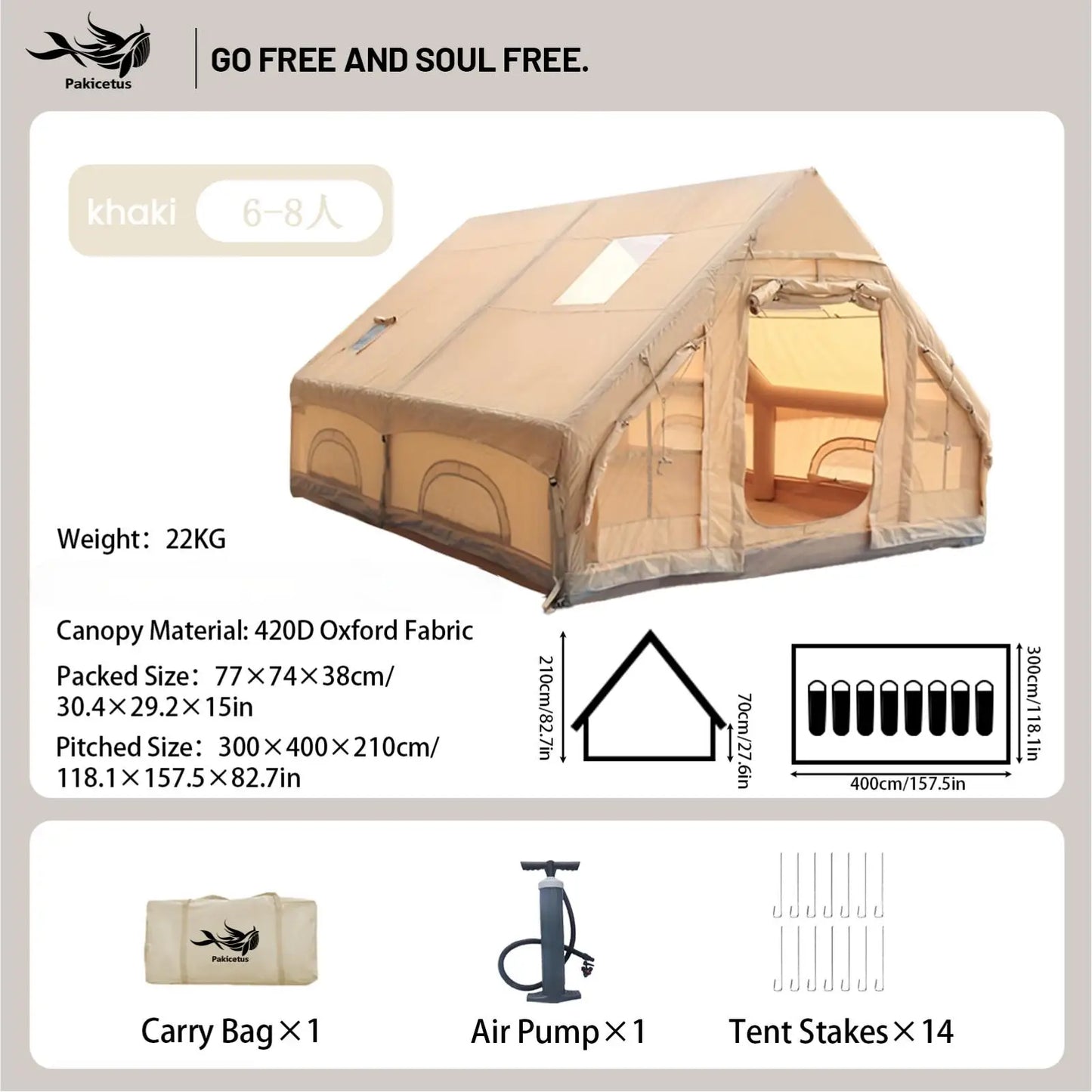 Pakicetus Quick Setup Inflatable Camping Tent Waterproof