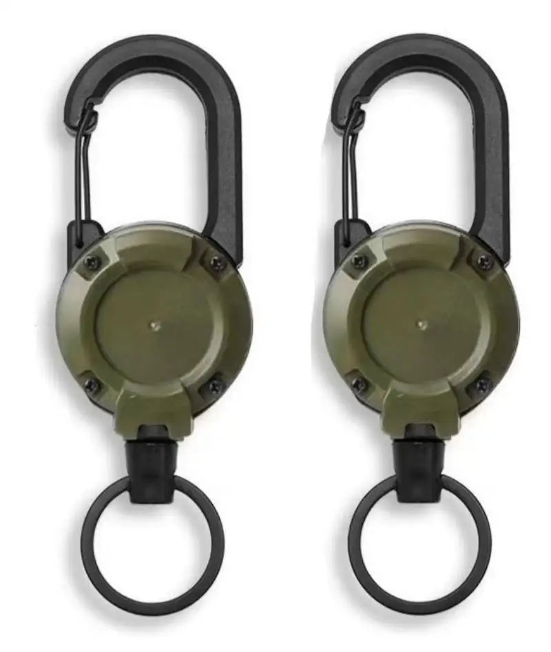 Retractable Heavy Duty Carabiner With Steel Wire Rope Buckle Key Ring