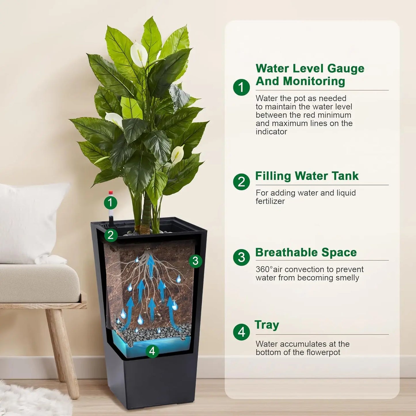 HobbyLane Tall Planter Set Indoor Outdoor With Shelf Insert