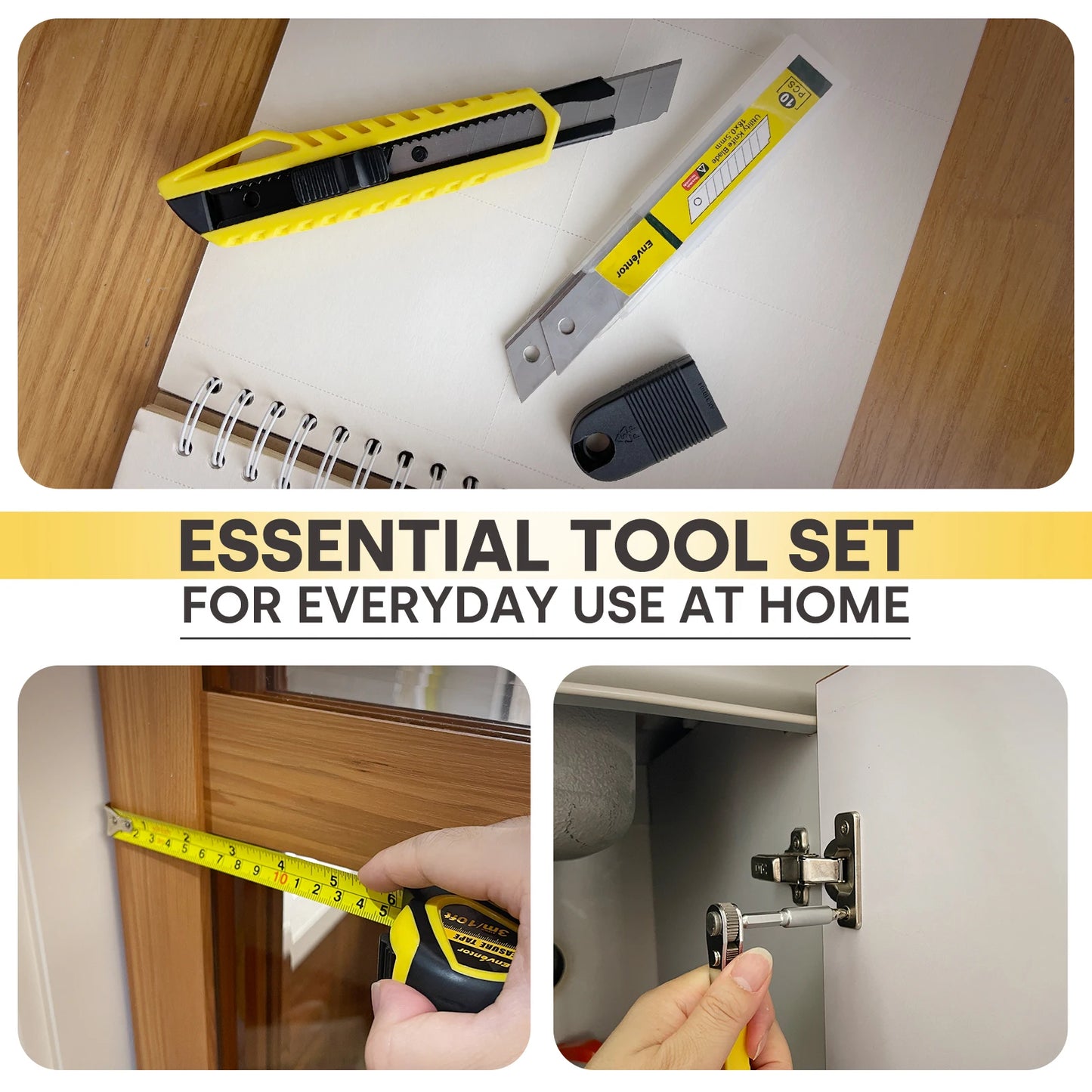 Enventor 90 Piece Home Tool Kit With Storage Box For DIY Projects