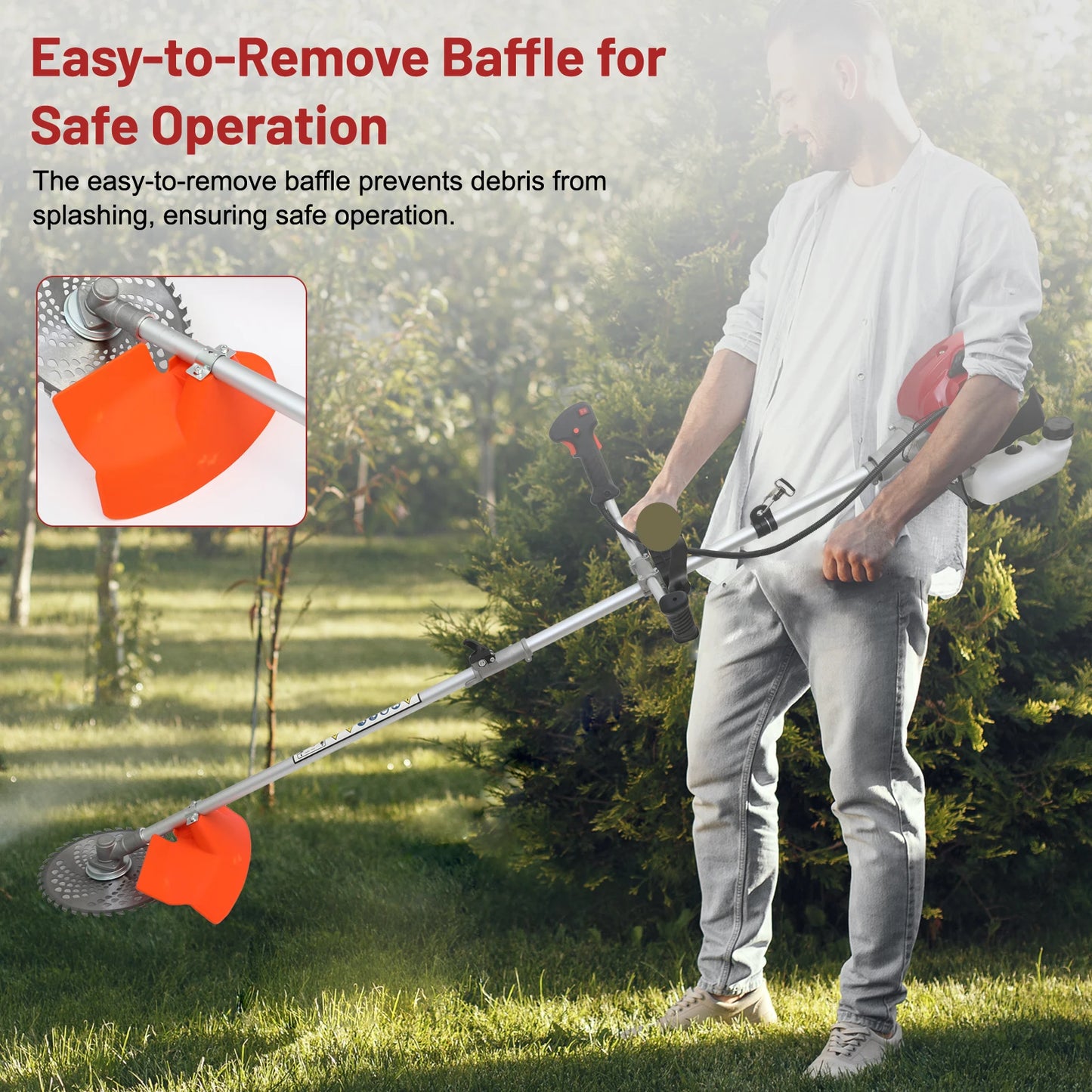 Gas Powered 4-In-1 Weed Wacker And Brush Cutter With Heads
