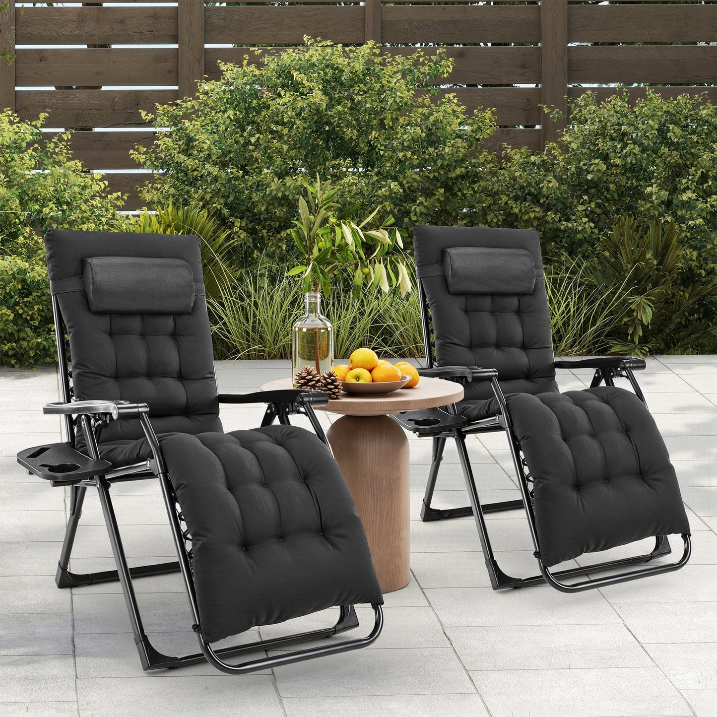 JHK Portable Zero Gravity Recliner Chairs With Cup Holder Trays