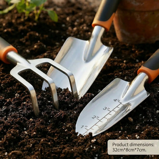 Stainless Steel Gardening Tools Set Three Piece With Ergonomic Handles