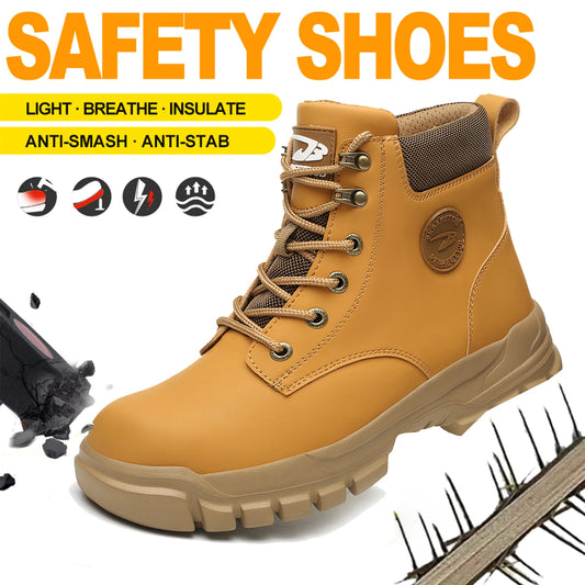 High-Top PU Safety Shoes For Men Anti-Smash Anti-Puncture Breathable