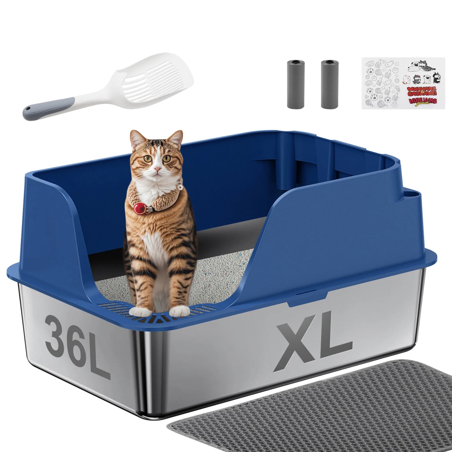 Stainless Steel Cat Litter Box Splashproof and Leakproof