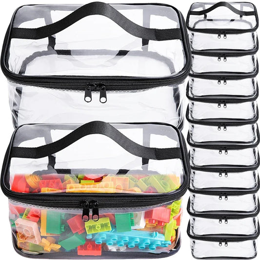 Transparent Toy Organizer Bag For Kids Puzzle Pieces And Blocks With Handle