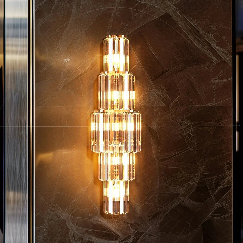 Modern Crystal Wall Lamp 3-Layer Sconce Light E14 LED