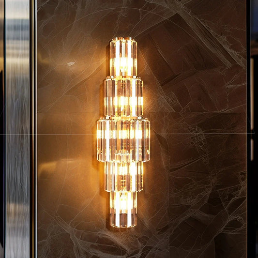 Modern Crystal Wall Lamp 3-Layer Sconce Light E14 LED
