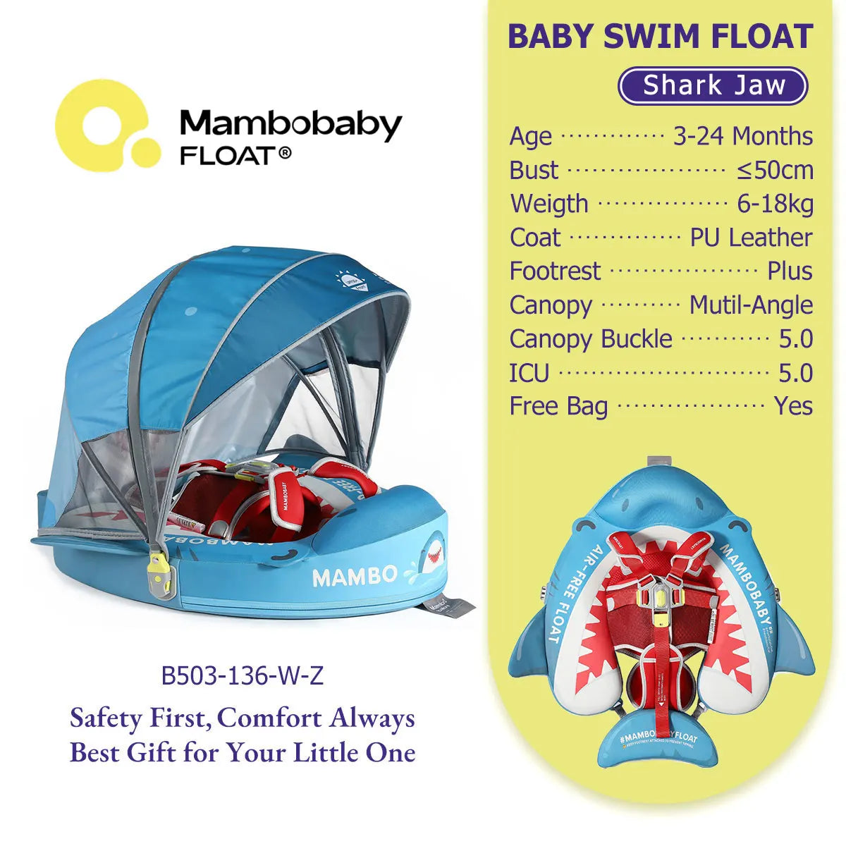 Mambobaby No Inflation Baby Float Harness For Safe Play
