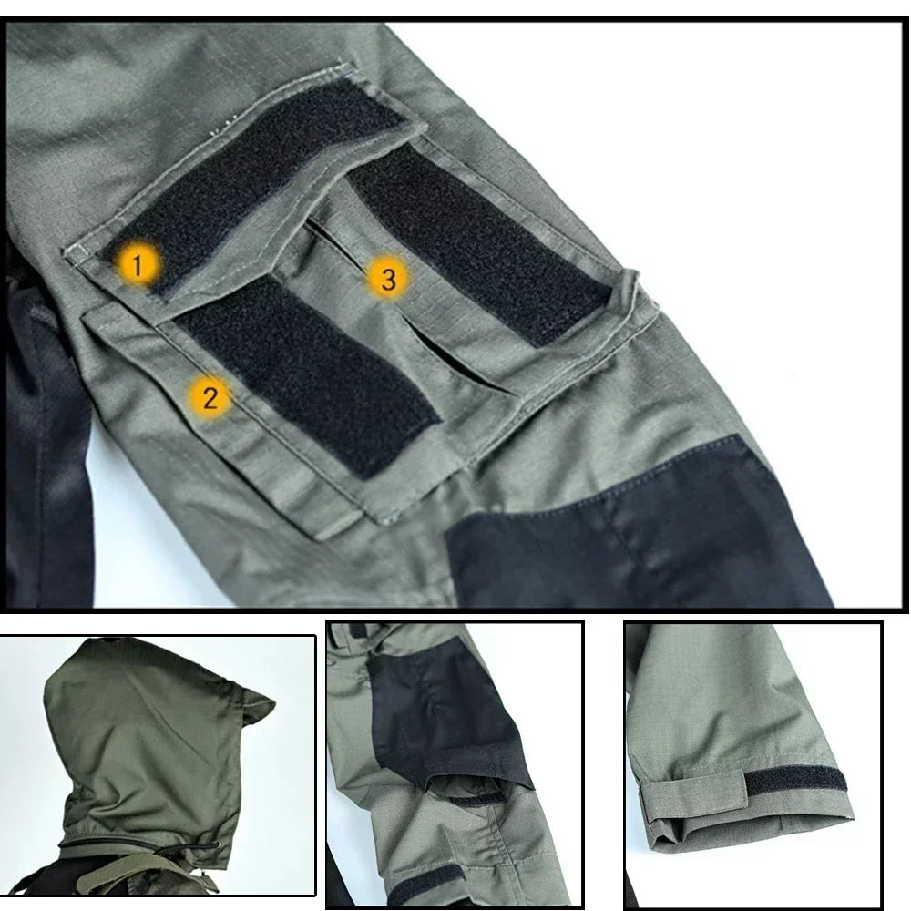 AUKUPKEECN Outdoor Camo Tactical Hooded Shirt for Men