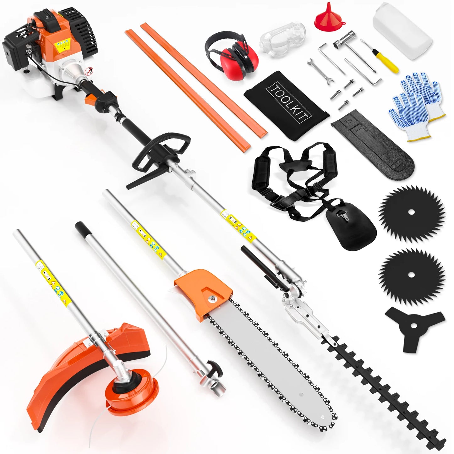 Gas Powered 6 In 1 Hedge Trimmer With Attachments Kit