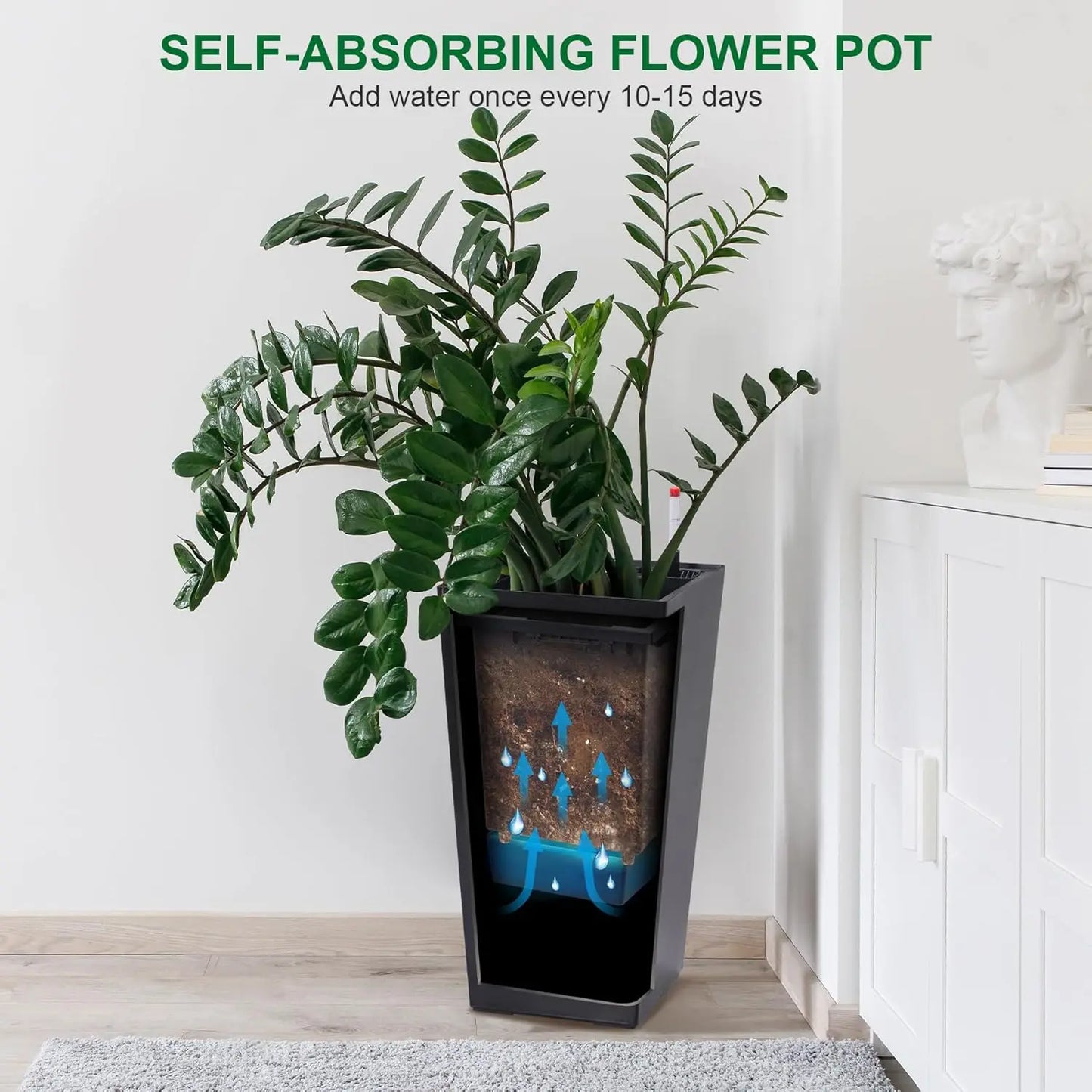 HobbyLane Indoor Outdoor Planter With Shelf Insert Self Absorbing Pots