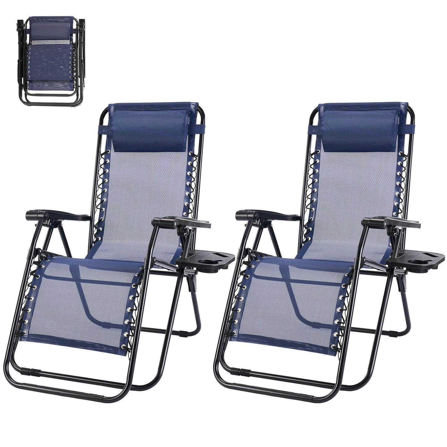 MCQ Outdoor Zero Gravity Folding Recliner Chairs With Cup Holders