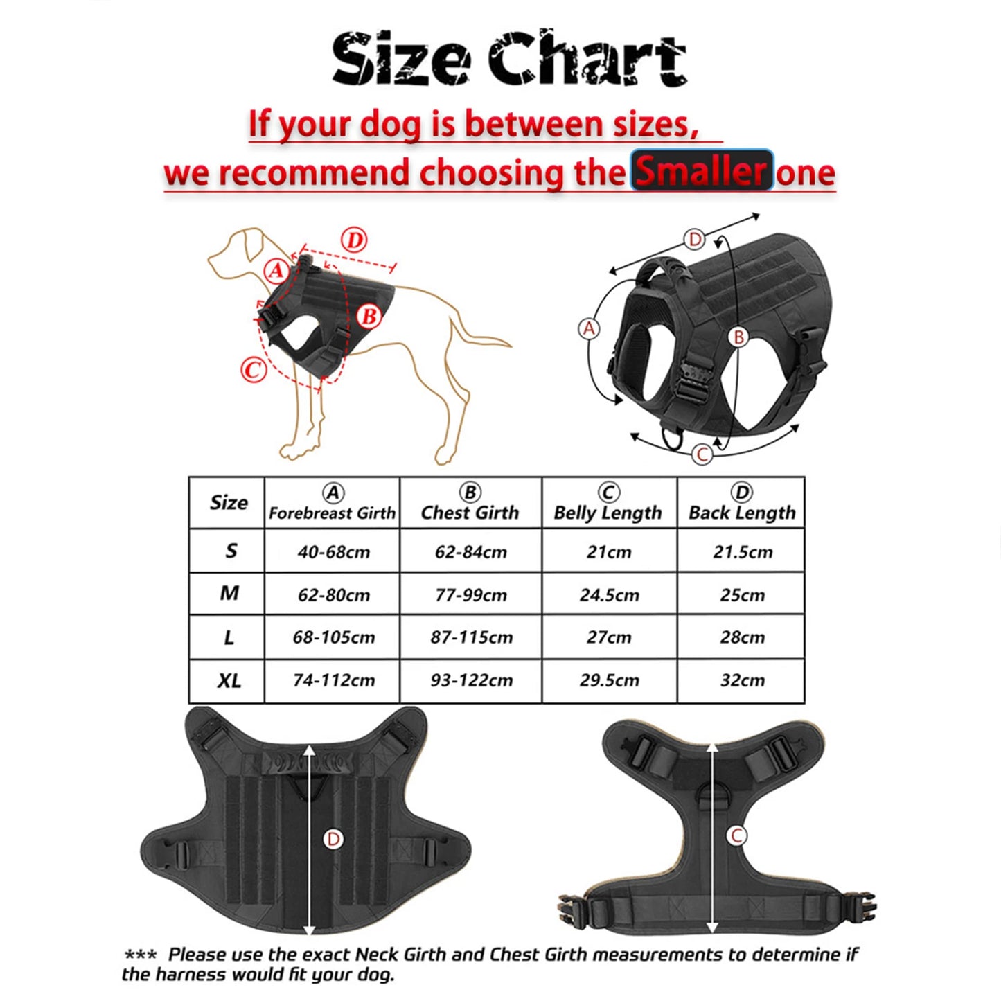 PETRAVELCN Tactical Dog Harness With Molle Pouches For Dogs