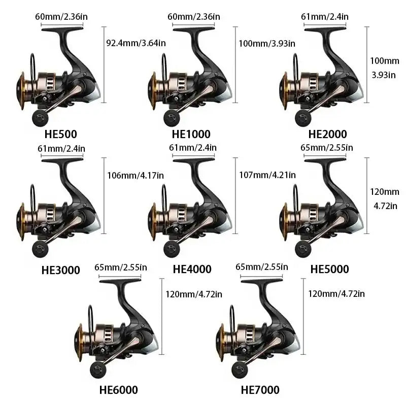 HE1000-7000 Series Two-Hand Rotating Fishing Reel Aluminum Alloy