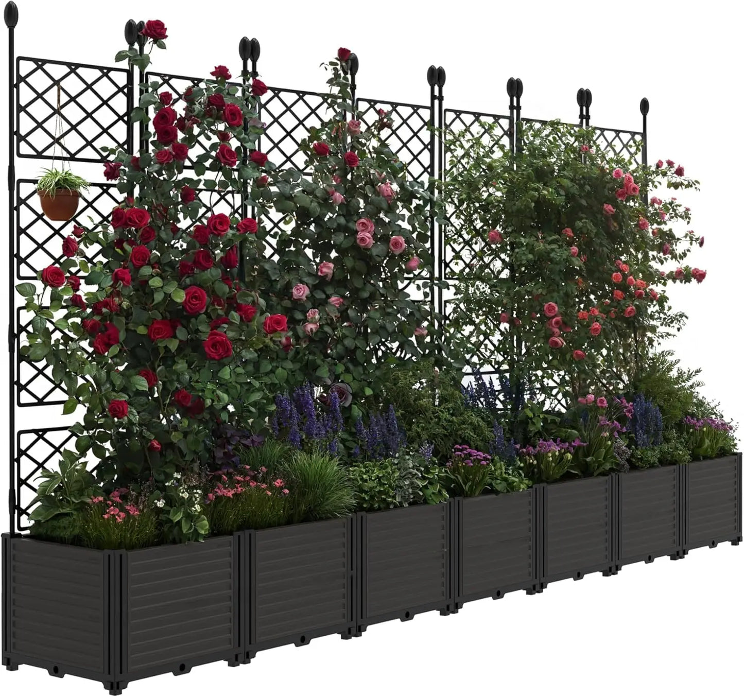 TWISTER.CK Plastic Planter Box With Trellis Tall Raised Bed