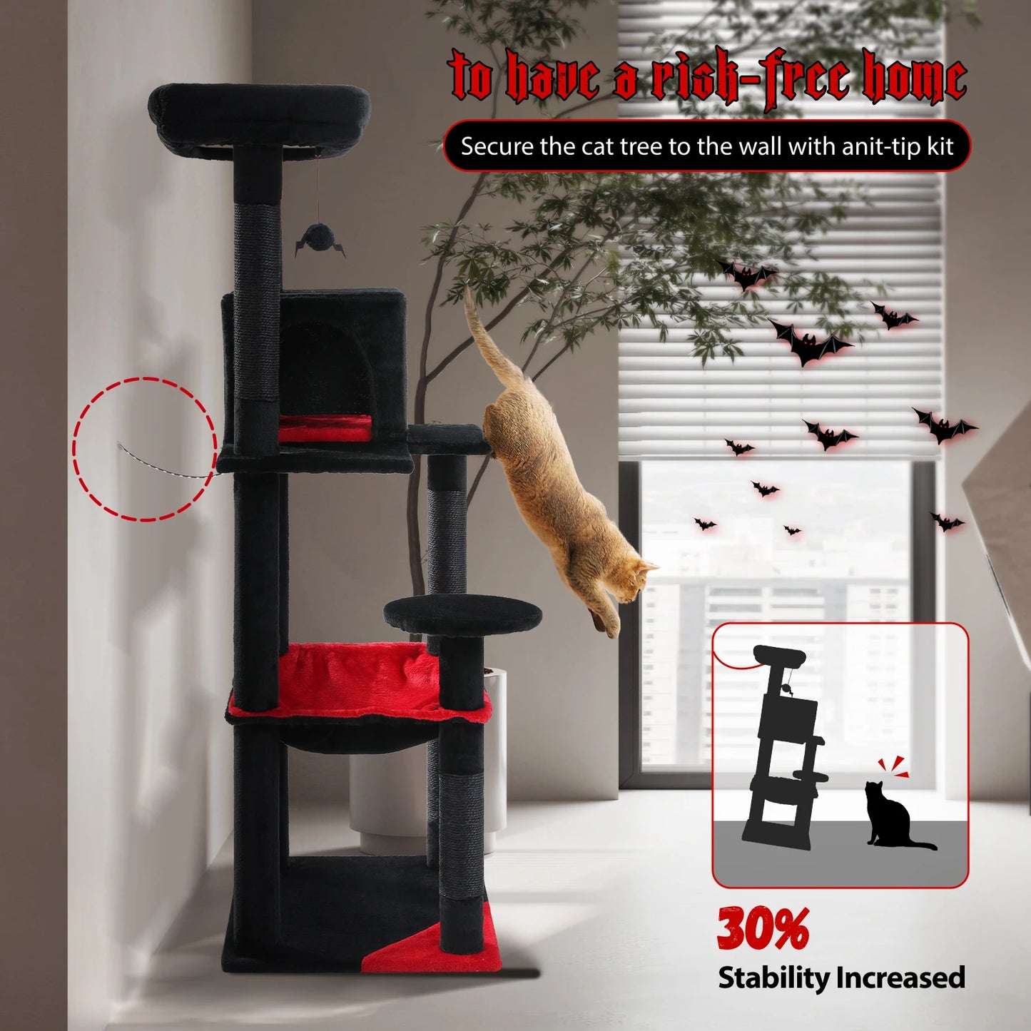 PawZ Road 5 Tier Indoor Cat Tree With Hammock