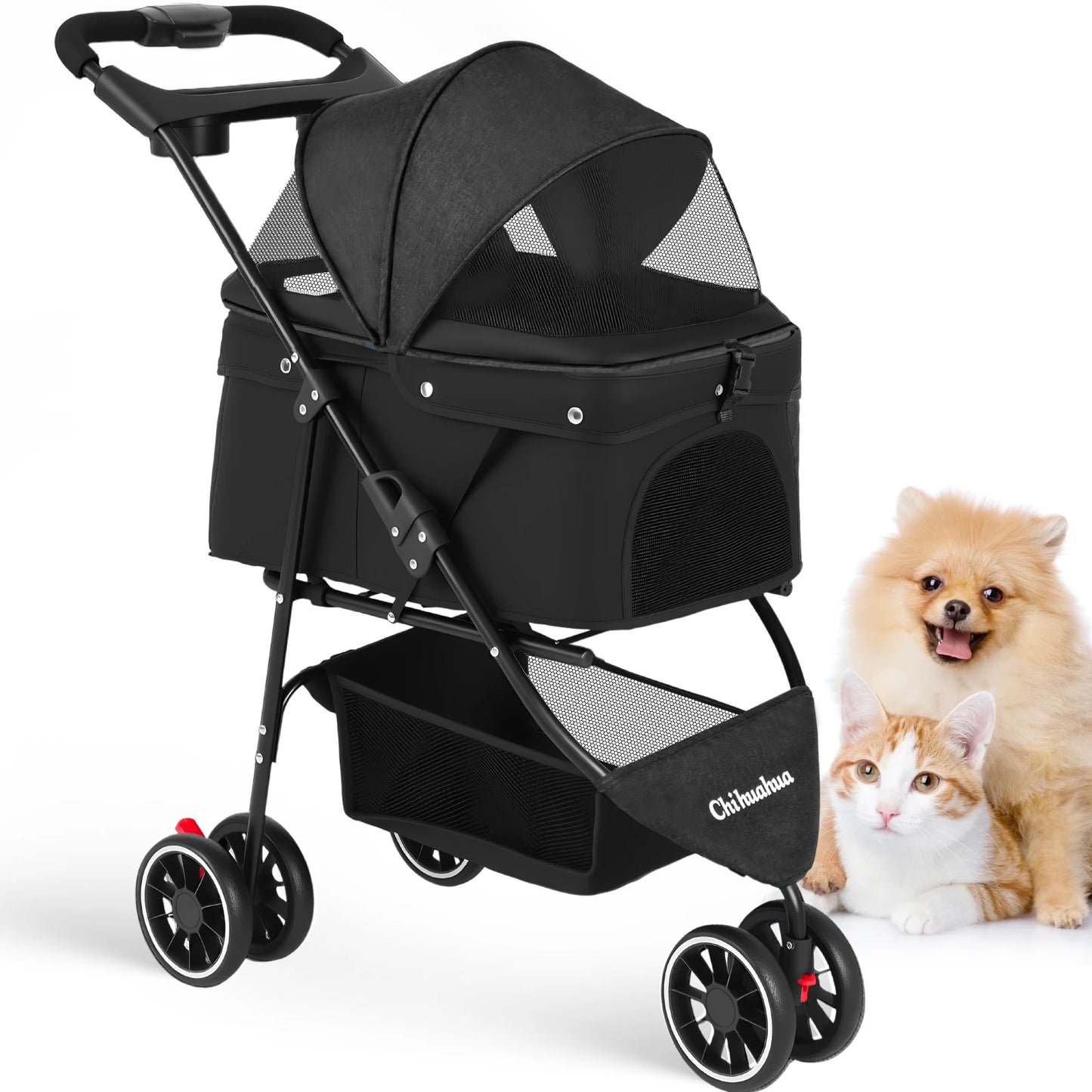 Chihuahua Pet Stroller for Dogs and Cats Portable Foldable Carrier