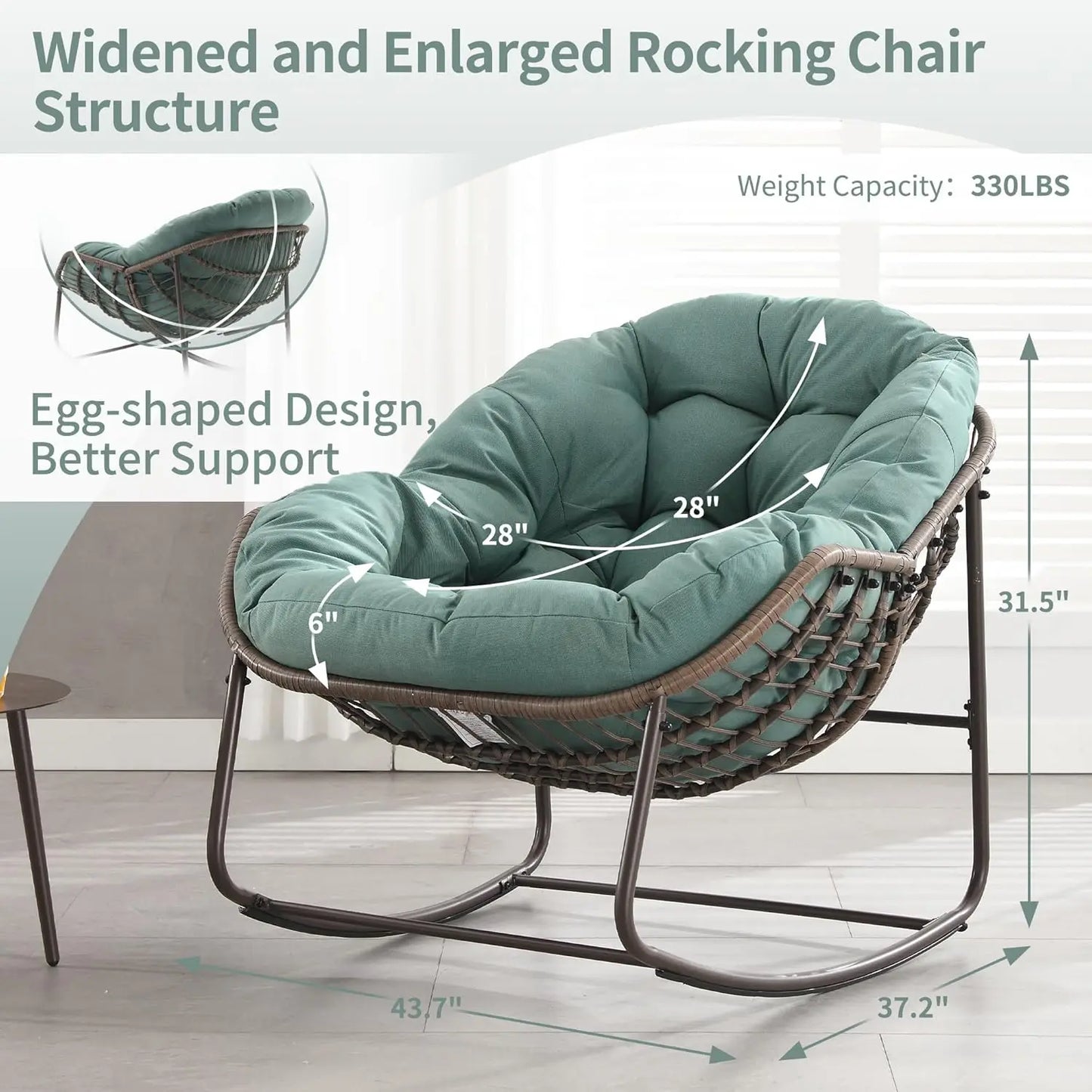 Papasan Rocking Chair Outdoor Indoor Egg Design Patio