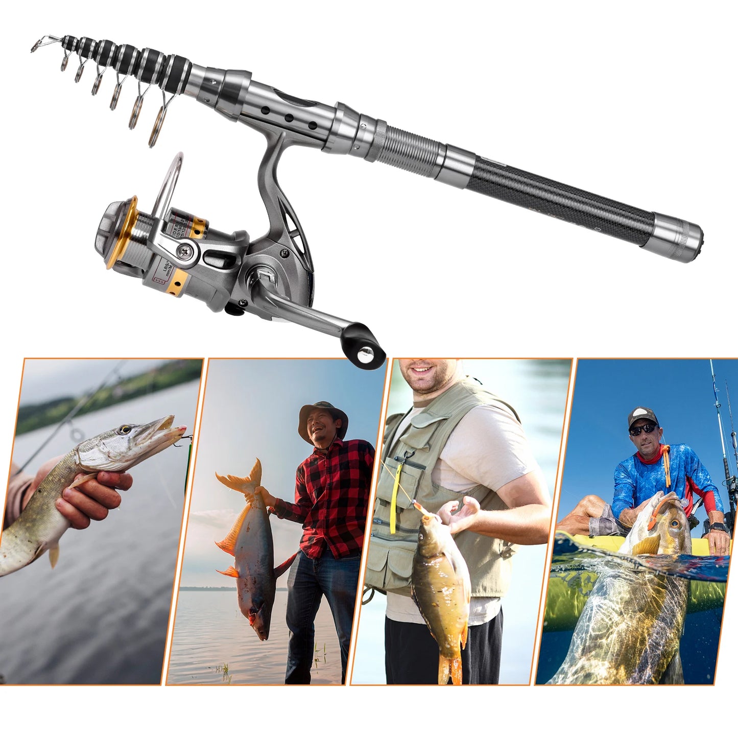 2 Piece Lure Fishing Set With Telescopic Rods And Reels