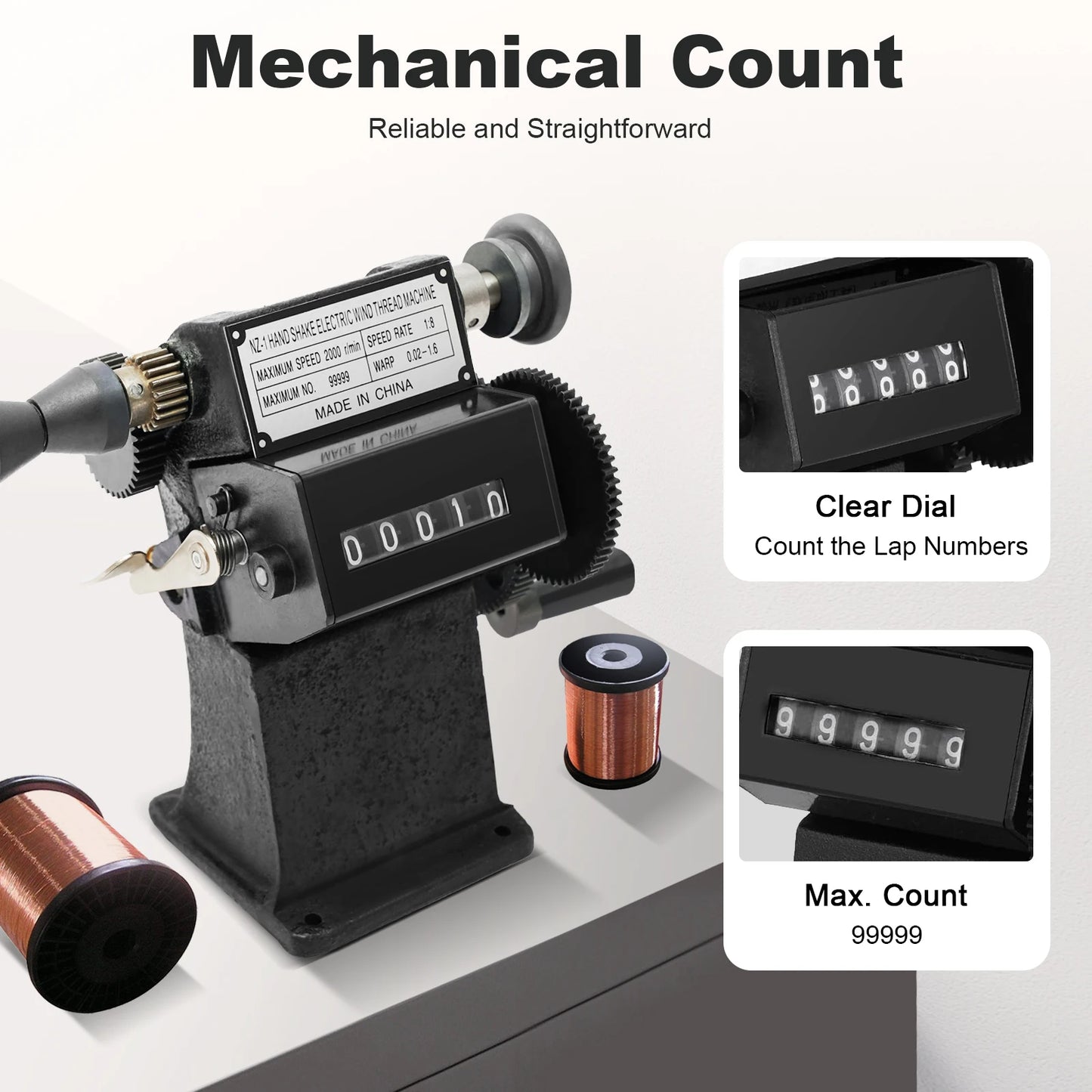 Fishing Line Spooler With Counting Machine For Spool Winding