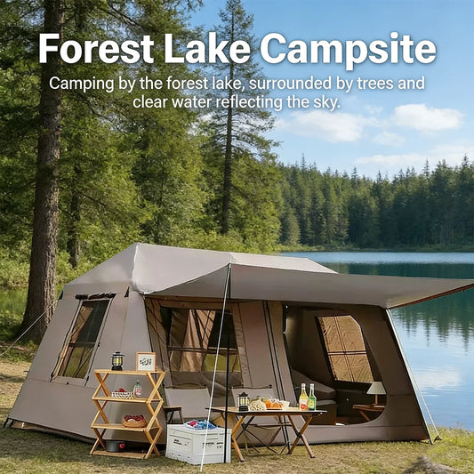 YC-15 Family Quick Setup Camping Tent with Front Awning