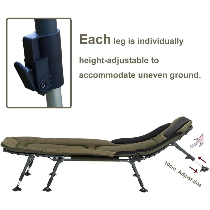 Portable Camping Cot For Adults Heavy Duty Folding Bed With Padded Cushion