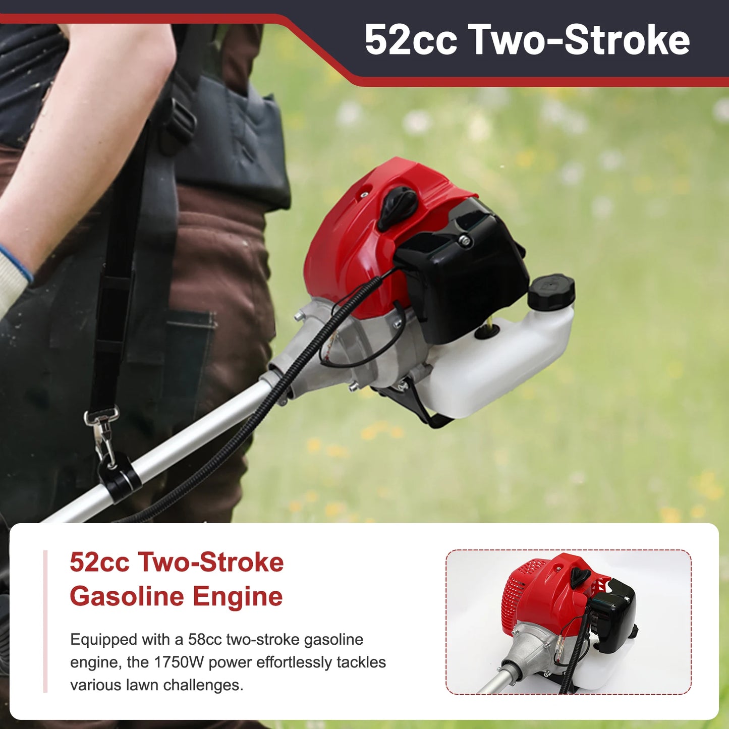 Gas Powered 4-In-1 Weed Wacker And Brush Cutter With Heads